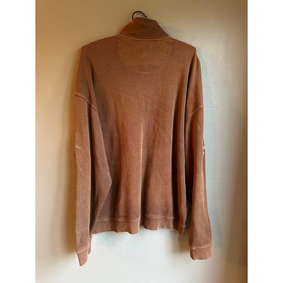 Tommy Bahama Mens Sweater Pullover Quarter Zip Long Sleeve Mock Neck Brown Large - Picture 2 of 5